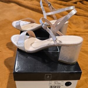 Chic Silver Strappy Block Heel Sandals